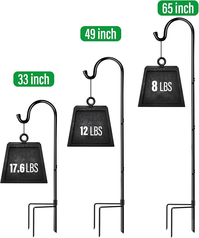 GOFORWILD Shepherd Hook 4 Pack Adjustable 49 inches Tall Made of Premium Metal for Garden Decor Plant Hanger Lantern Hook Solar Light Hanging 7014