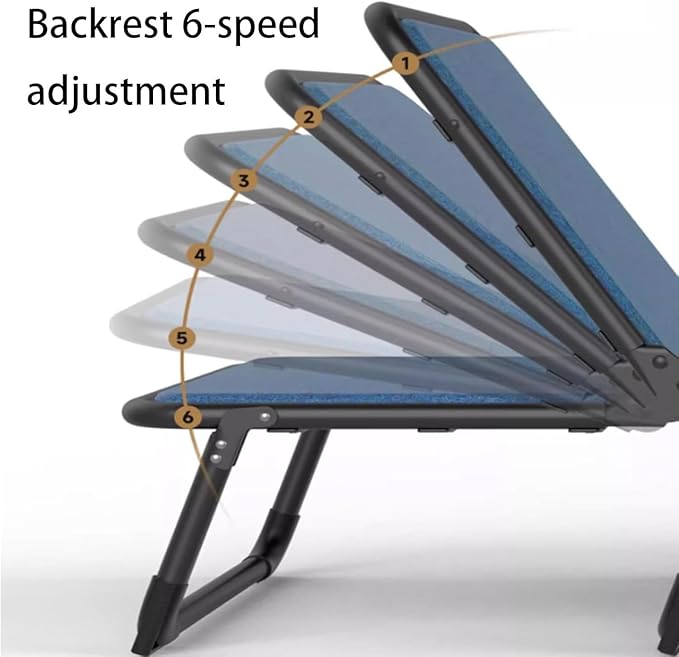 Single Camping Cot with Foam Mattress Portable Folding Bed for Sleeping 6-Position Folding Chaise Lounge Chair with Soft Pillow