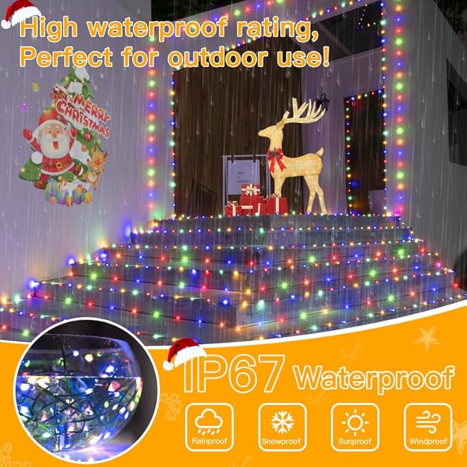 Ollny Christmas Lights 262 FT 800 LED IP67 Waterproof Color Changing Christmas Lights Outdoor with Remote 11 Modes Dimmable Timer Warm White to Multicolored Changeable String Lights for House Decor