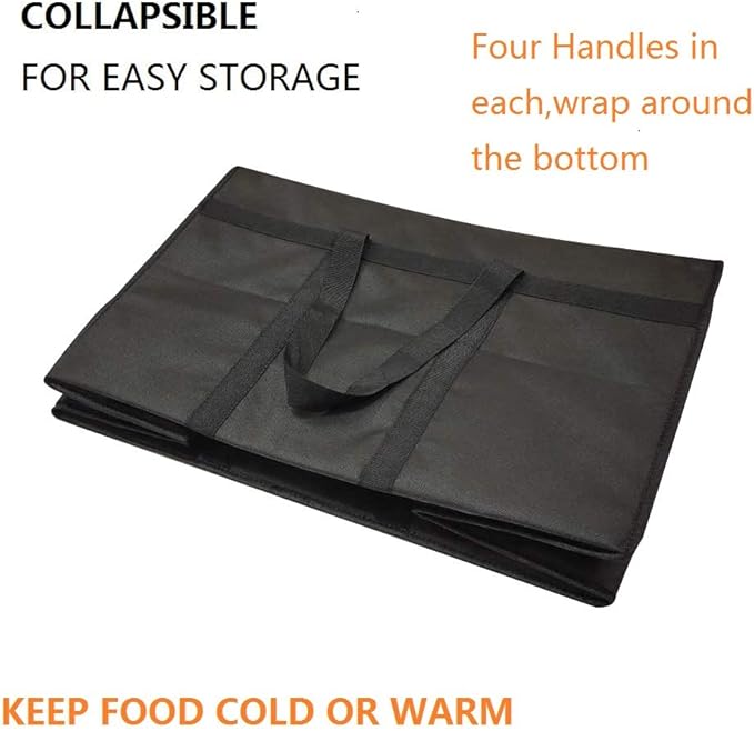 XXX-Large Insulated Grocery Delivery Cooler BagCollapsible Shopping BagsKeep Food Hot or ColdIdeal for Uber EatsInstacart23 W x 15 H x 14 D Black Color