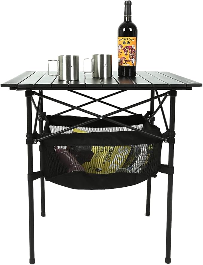 ROCK CLOUD Portable Camping Table Aluminum Folding Camp Table Lightweight Outdoor for Camping Hiking Picnic Backpacking 28” x 28”