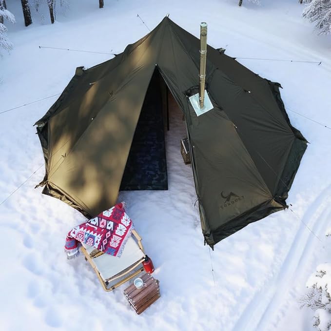MC TOMOUNT 3.6lb Ultralight Hot Tent with Stove Jack 4 Season 1-2 Person Tipi Backpacking Tent for Camping 20D Ripstop Nylon Windproof Waterproof Winter Teepee Tents for Hiking Survival Hunting