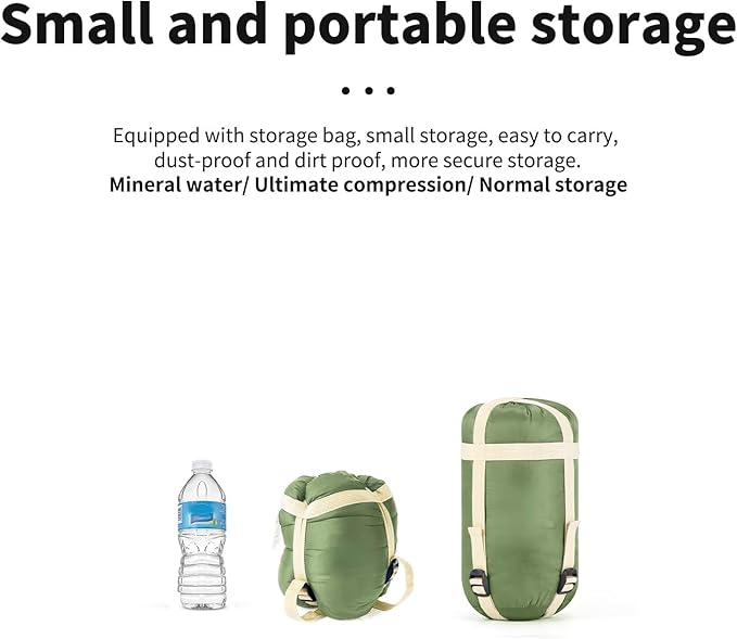 Ultralight Sleeping Bag - Envelope Lightweight Portable Waterproof Comfort with Compression Sack - Great for 3 Season Traveling Camping Hiking