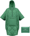 Camping Outdoor Blanket Ultralight Down Alternative Printed Travel Camp Blankets for Sleeping Packable Waterproof Puffy Quilt for Hammock Picnic Stadium Beach Cold Weather (Green Blanket Poncho)