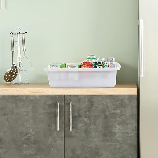 13 Liters Plastic Bus Tray Commercial Wash Basin Bus Tub Set of 4 White