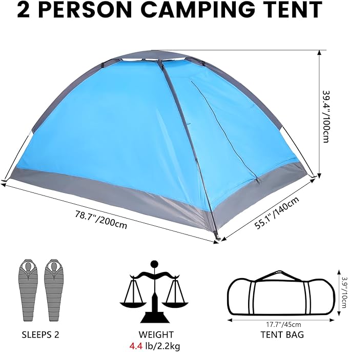 Tree Fox Camping Tent for 2 Person Lightweight Portable Waterproof Easy Set Up Outdoor Tent for Adults Good Choice as Camping Gear for Backpacking and Hiking