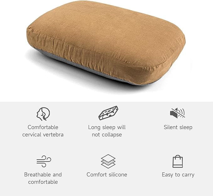 Yunir Travel Pillow for Sleeping Camping Soft Comfortable and Breathable Outdoor Camping Travel Cervical Pillow Ideal Backpacking Hiking and Airplane Machine Washable with Storage (2PCS)