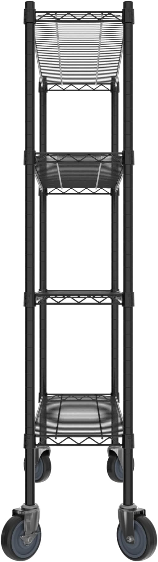 Commercial NSF Listed Black Epoxy Mobile Wire Shelving Kit 12 x 42 x 60 with 4 Shelves Perfect for Warehouse Walk-in Refrigerator Freezer Grocery Store Restaurant Dishroom