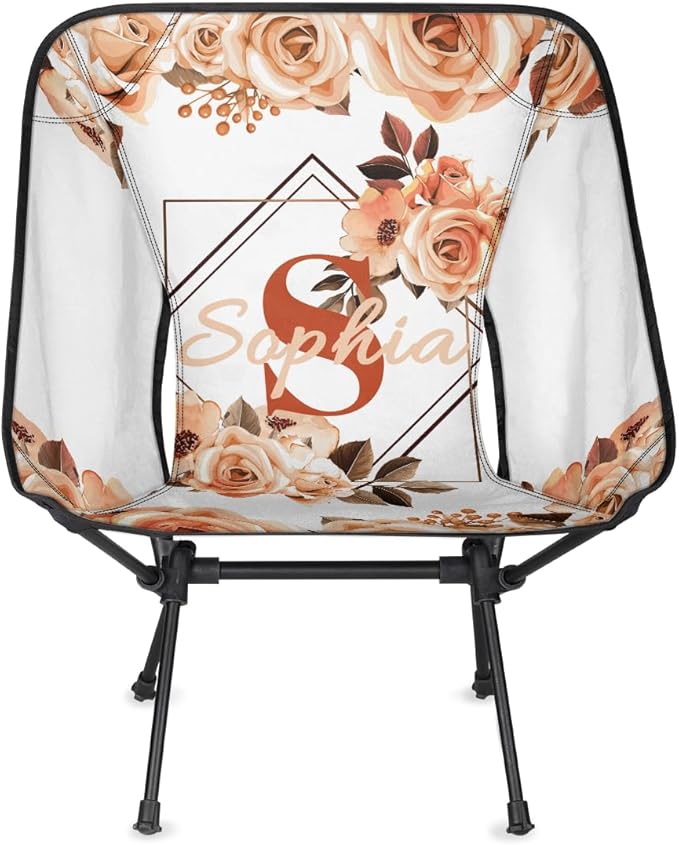 Camping Chair Personalized Backpacking Chair Lightweight Portable Folding Customized Name Chairs for Beach Sport Hiking (Brown)
