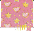 Waterproof Sandproof Beach Blanket 59''×68'' Golden Star Polyester Outdoor Picnic Blanket with 4 Stakes &amp Storage Bag for BeachCampingVacation Leather Pink
