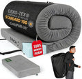 100% Pure Roll Up Memory Foam Camping Mattress with Waterproof Cover &amp Phone Pocket – Portable 3inch CertiPUR-US Sleeping Pad with Travel Bag for Camping Car Tent SUV Pets Guest Bed