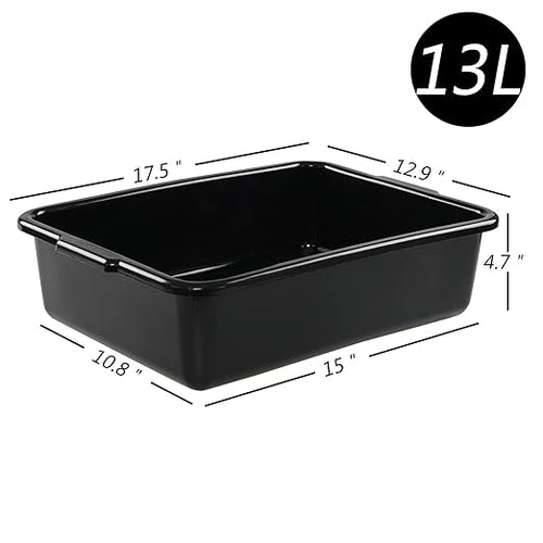 13 L Commercial Bus Tub Box 4 Pack Dishpans for Restaurants Black
