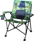 STRONGBACK Elite Folding Camping Lawn Lounge Chair Heavy Duty Camp Outdoor Seat with Lumbar Support and Portable Carry Bag - Camo