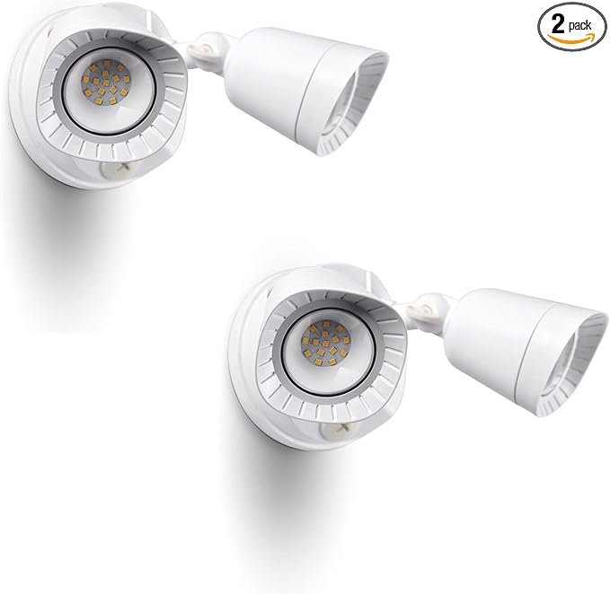 2 Pack LED Flood Lights Outdoor 16W 1900LM 5000K Daylight IP65 Waterproof Security Lights with 2 Adjustable Heads Exterior Wall Light for Patio Garage Yard(White-2P)