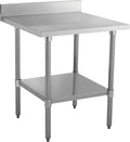 Kratos Stainless Steel Kitchen Prep Table 24 Dx36 W with Backsplash and Undershelf NSF Worktable for Restaurants - 18ga/430SS (28W-045)