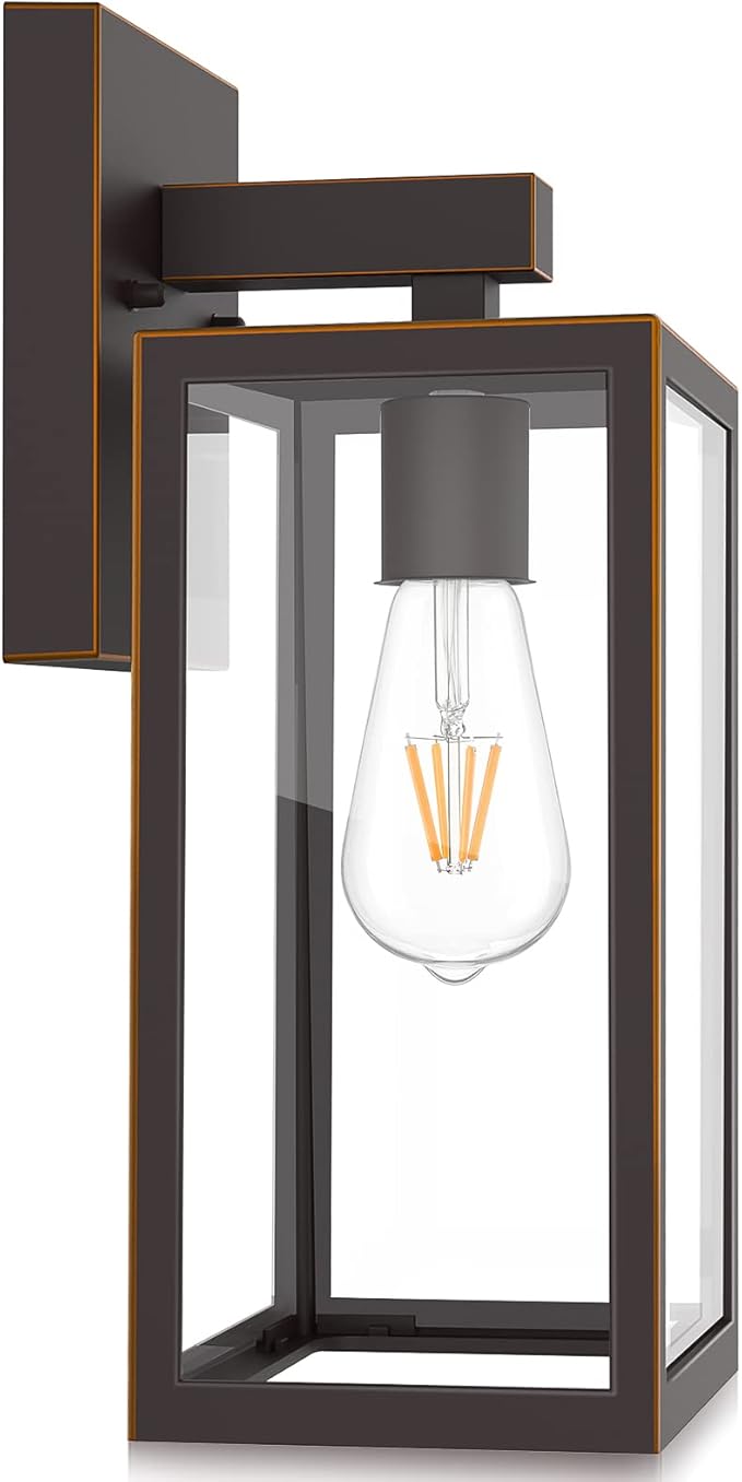 MAXvolador Outdoor Wall Lantern Exterior Waterproof Wall Sconce Light Fixture Oil Rubbed Bronze Anti-Rust Mount Light Glass E26 Porch Patio Lighting