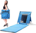 Portable Foldable Beach Lounger Lightweight Beach Mat Lounge Chair with Breathable Mesh Tote Cooler Pocket for Tanning Relaxing Compact &amp Ultimate Gear (Blue)