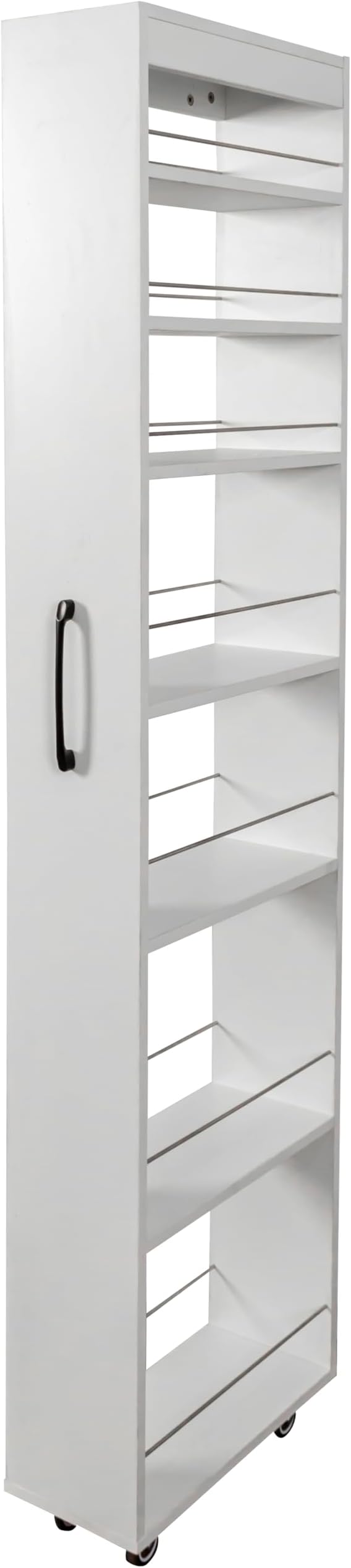 7-Tier Slim Pull-Out Storage Cart with Wheels – Multi-Functional Mobile Organizer 7 Open Shelves + Top Adjustable Height Protection Bars Perfect for Kitchen Living Room &amp Narrow Spaces