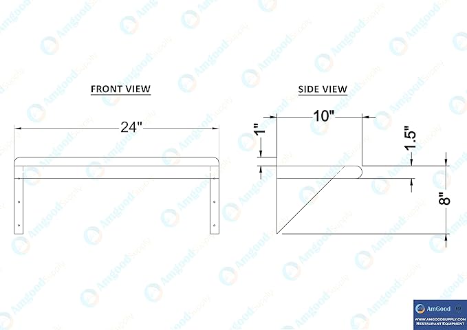 AmGood 10 X 24 Stainless Steel Wall Shelf | Metal Shelving | Garage Laundry Storage Utility Room | Restaurant Commercial Kitchen | NSF