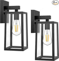 MAXvolador Outdoor Wall Sconce Large Exterior Waterproof Wall Lantern Light Fixture Black Porch Lights Glass Anti-Rust E26 Patio Lighting 2 Pack