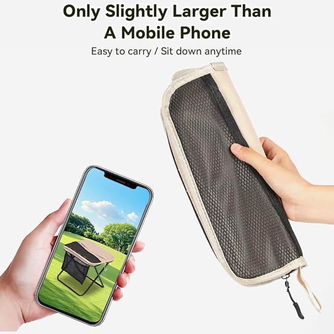 2 Pack Portable Folding Stools Collapsible Backpack Stool with 3 Storage Pouches Camping Chair Outdoor Seats Foot Rest Ultralight for Hiking Fishing Camping Festivals Large 13x10.62x12.2