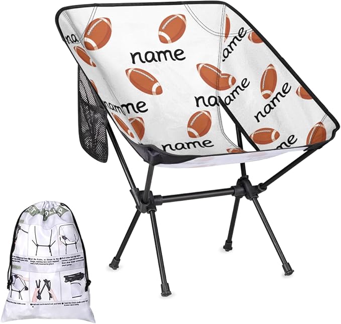Custom Camping Chair Personalized Portable Backpacking Chair with Name Lightweight Folding Chair for Beach Hiking Football