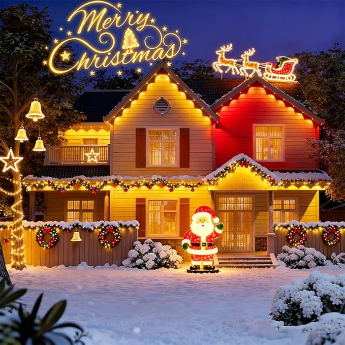 Permanent Outdoor Lights 54ft Smart Outdoor Christmas Lights 24V with RGBCW 36 LED IP67 Waterproof Eaves Lighting with 213 Modes for HolidayParty Daily APP/Remote Control