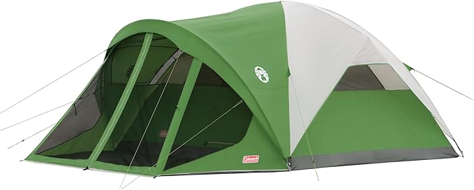 Coleman Evanston Tent with Screen Room 6/8 Person Weatherproof Tent Sets Up in 15 Mins Included Rainfly &amp Carry Bag Made of PFAS-Free Materials
