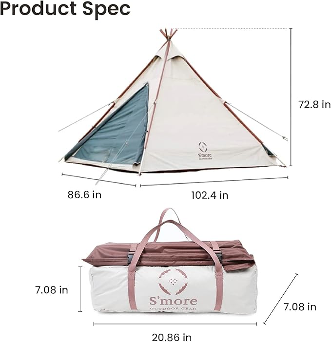 S'more A-Base 4 Season Glamping Tent Double Layers Waterproof Anti-UV Tent for Family Camping Hiking Traveling