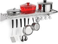 Floating Shelves for Wall NSF Commercial Wall Shelf 12 x 36 Shelf Pot Rack with Backsplash &amp 10 Hooks Stainless Steel Floating Shelves for Hanging Pots Pans Cookware