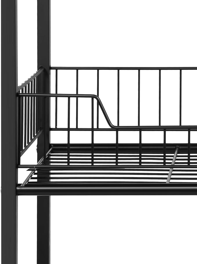 4-Tier Display Rack with Universal Wheels – Retail Display Shelves for Snacks Fruits Vegetables Towels &amp Toys – Mobile Stand Cart for Kitchens Supermarkets and Laundry Rooms