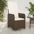Reclining Garden Chair Set of 2 Brown All Weather Poly Rattan Patio Recliner with Adjustable Backrest 23x21.5x36.2 in Outdoor Lounge for Balcony Deck Terrace