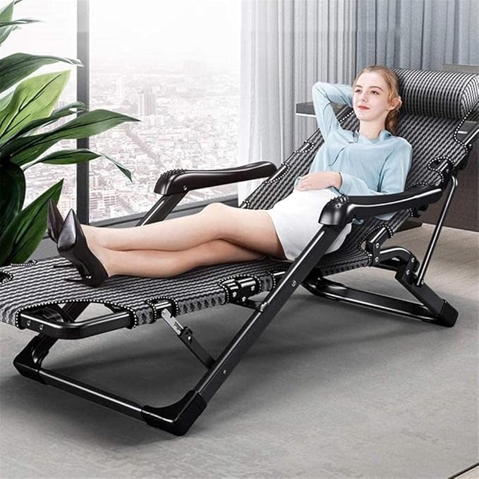 Lounge Outdoor Reclining Sun Lounger Chair with Cushions and Footrest Folding Chair for Garden Camping Deck Padded Foldable Sunlounger Recliner