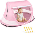 Baby Beach Tent Pop Up Beach Tent Sun Shade for Beach UPF 50+ UV Protection Sun Shelters for Infants with Carry Bag for Outdoor Travel Camping(Pink)