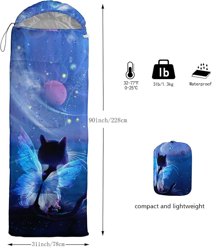 Axolotl Unicorn Sleeping Bag for Kids Boys Girls–Lightweight Warm Cold Weather Sleeping BagsWaterproof Portable Sleeping Bag with Compression Sack for Camping Backpacking Outdoor Indoor