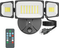 Onforu 80W Dusk to Dawn Outdoor LightingPlug in LED Flood LightsBlack Outdoor Lights with Remote8000LM Security LightIP66 Waterproof Lighting2Modes 3 Adjustable Heads Light for Garage Yard