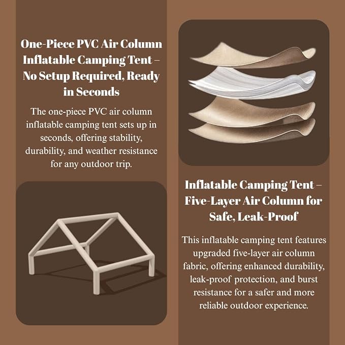 4-6 Person Inflatable Tent with PumpGlamping Tents for 4-6 Person Easy Setup 4 Season Waterproof Outdoor TentWaterproof Luxury with 2 Mesh Window.