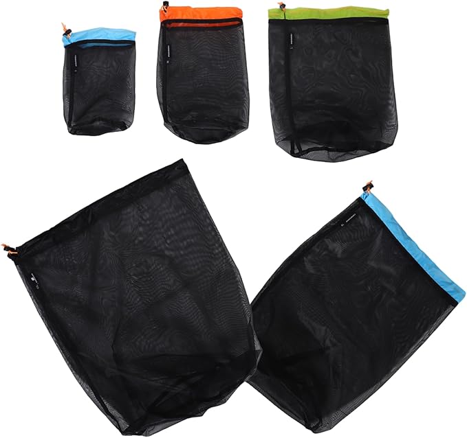 VICASKY 1 Set Reusable Polyester Mesh Storage Sack for Camp Gear Travel Clothes and Outdoor Equipment Lightweight Drawstring Bag