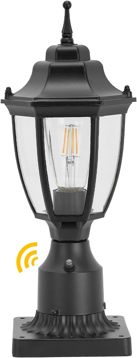 Dusk to Dawn Outdoor Post Lights Waterproof Aluminum Black Post Lamp Fixture Anti-Rust Posts Outdoor Light Lantern for Yard Patio Garden Pathway