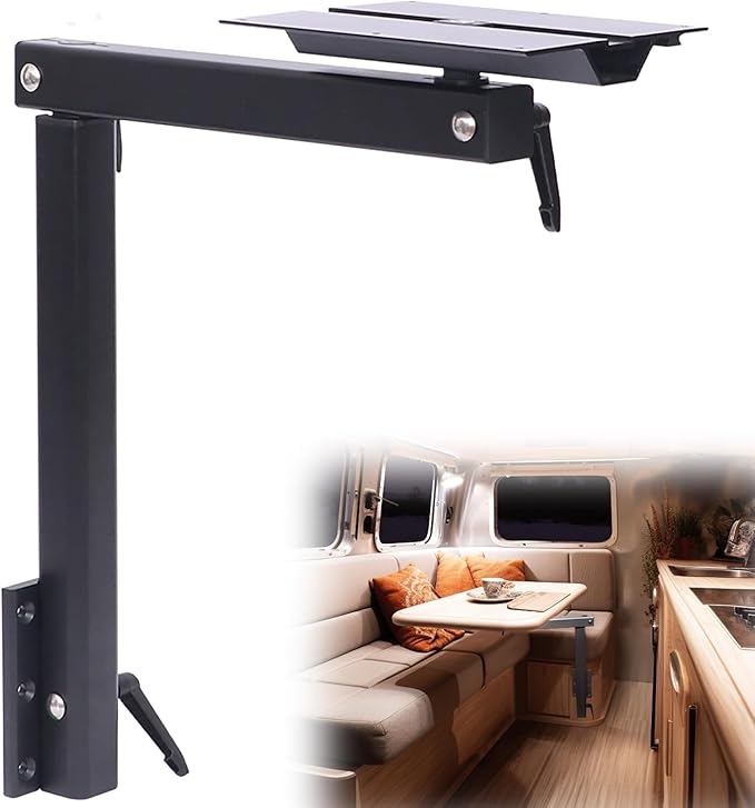 Upgrade Removable RV Table Leg Swivels 360 Degrees Premium Aluminum Alloy Rv Table Leg Bracket Adjustable RV Accessories for RV Pontoon Truck Camper Travel Trailer (Upgrade Black)
