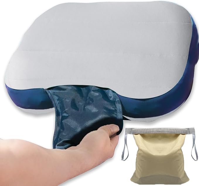 Couleurs Beach Pillow Inflatable Camping Pillow Pool Pillow Removable Pillowcase Ultralight Neck and Waist Support Suitable for Camping Hiking Backpacking (with Ice Pack-Grey)