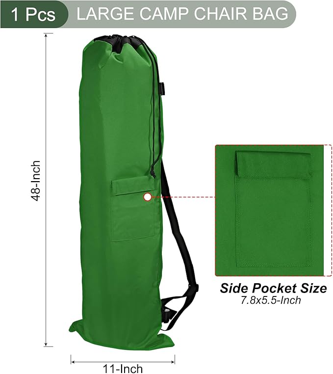 YOKIVE 900D Camp Chair Replacement Bag Oxford Camping Carry Bag with Side Pocket | Store Portable Fold-Up Camping Chair Great for Camping Green (47)