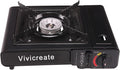 Vivicreate 8500 BTU Portable Butane Gas Stove for Camping Cooking Outdoor Lightweight Portable Stove Burner with Auto Ignition Estufa de Gas Portátil para Camping al Aire Libre(Black)