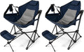 HAPPYGRILL 2-Pack Hammock Camping Chair Outdoor Folding Swinging Chair with Retractable Footrest Head Pillow Carrying Bag Included Portable Lightweight Rocking Chair for Camping Fishing Picnic