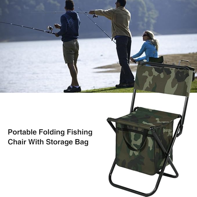 Drfeify Convenient Foldable Outdoor Camping Fishing Chair with Storage Bag Portable Folding Seat for Sports &amp Outdoor Activities