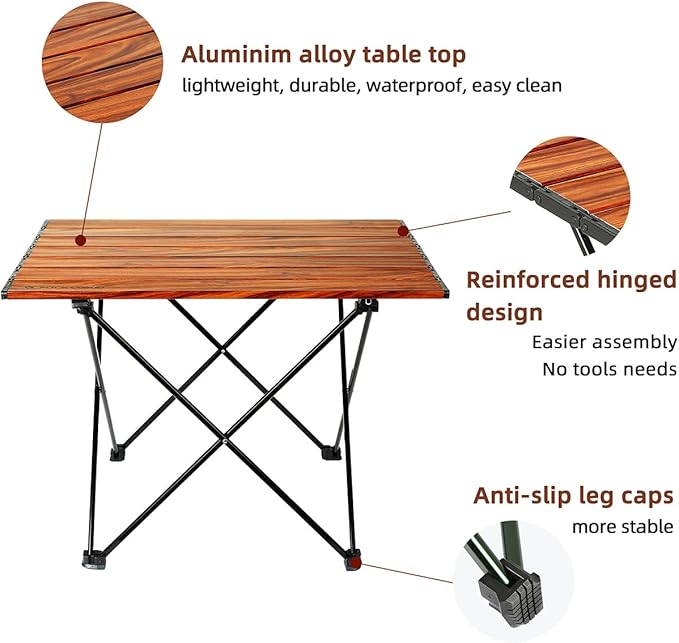ROCK CLOUD Portable Camping Table Ultralight Aluminum Camp Table Folding Beach Table for Camping Hiking Backpacking Outdoor Picnic Size M