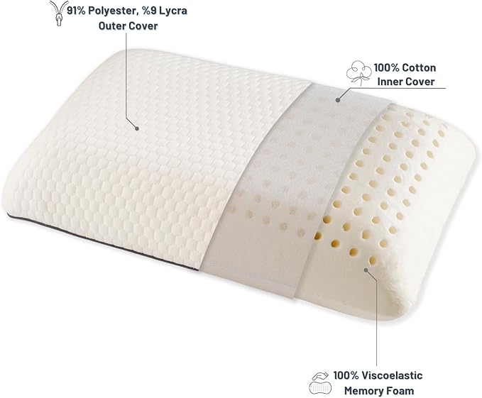 Memory Foam Travel Pillow with Washable Cover &amp Carry Bag – Compact Soft &amp Breathable Neck Pillow for Airplane Camping &amp Car (White- with Extra Pink Cotton Cover 15.7x9.8x3.9 inches)