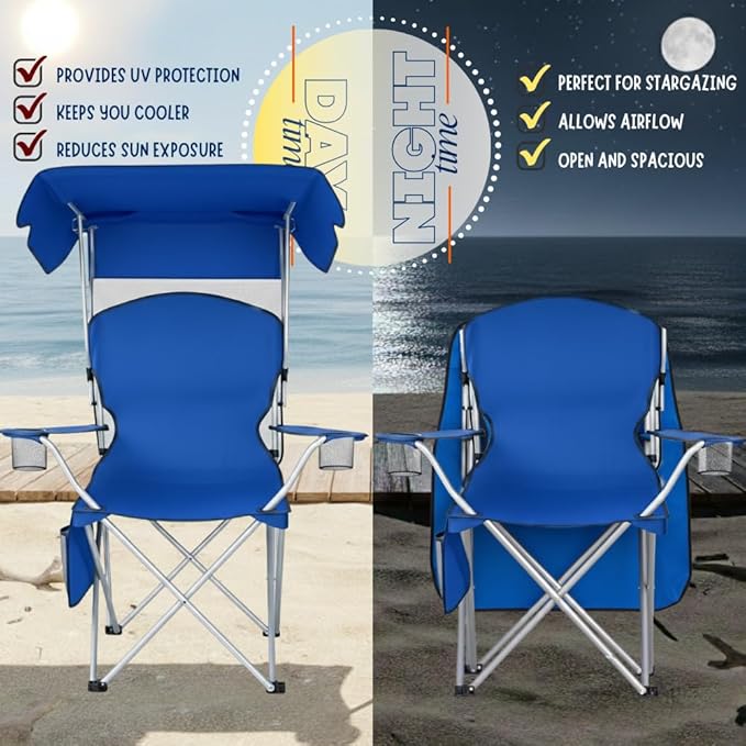 Amazing for less Folding Chair – Portable Outdoor Camping &amp Beach Chair (Blue (Shade) (2-Pack))