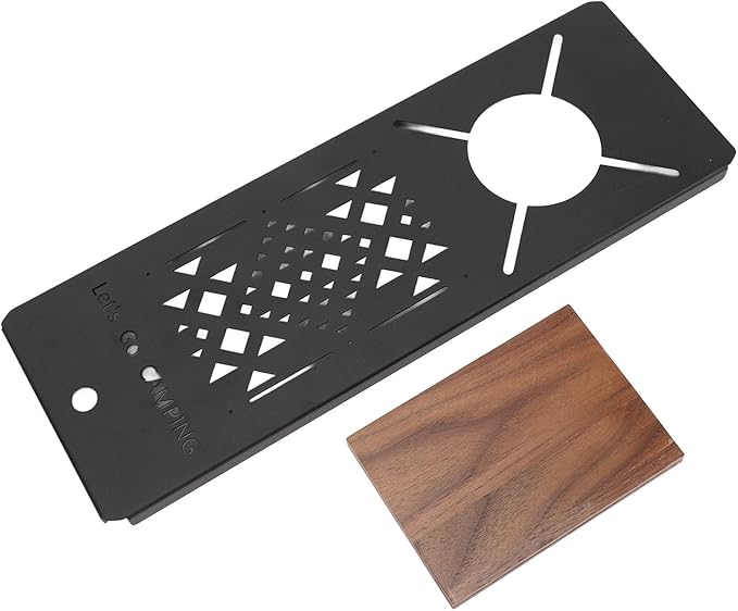 Alomejor Camping Table Portable Stainless Steel Outdoor Table Walnut Wood Stand for Family Gatherings Camping Trips BBQ Cooking