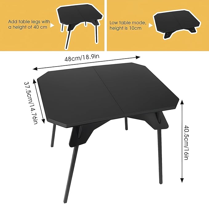 ele ELEOPTION Portable Folding Camping Table Aluminum Legs Fold up Lightweight Outdoor Ultralight Small Foldable Camping Table with Carrying Bag for Beach Picnic Grilling Hiking Fishing Black